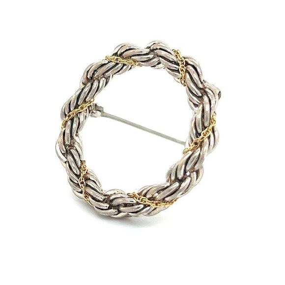 Tiffany & Co Estate Circle Wreath Brooch 18k G + Silver TIF644 - Picture 6 of 9